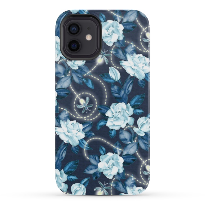 iPhone 12 mini StrongFit Midnight Sparkles - fireflies and flowers by Micklyn Le Feuvre