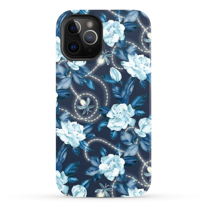 iPhone 12 Pro StrongFit Midnight Sparkles - fireflies and flowers by Micklyn Le Feuvre
