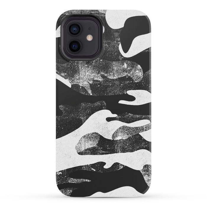 iPhone 12 mini StrongFit Textured grunge monochrome camouflage by Oana 