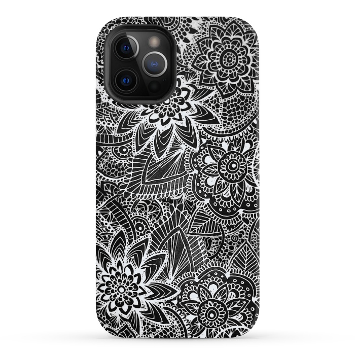 iPhone 12 Pro Max StrongFit Floral Doodle G581 by Medusa GraphicArt
