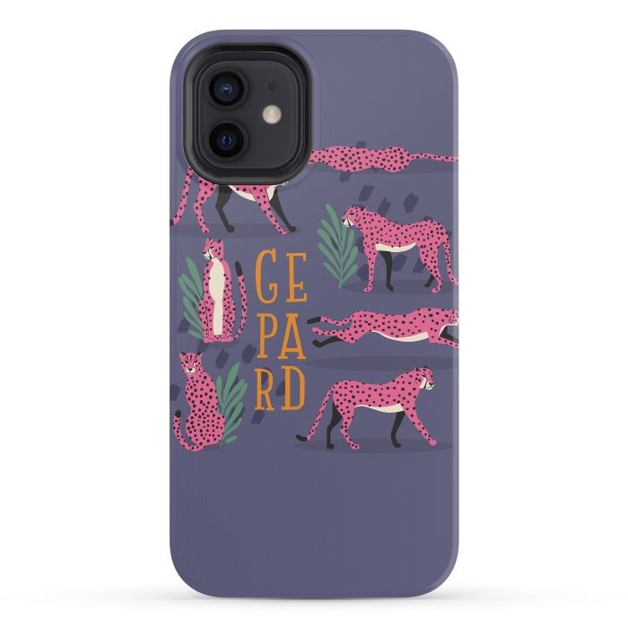 iPhone 12 mini StrongFit Cheetahs on purple by Jelena Obradovic