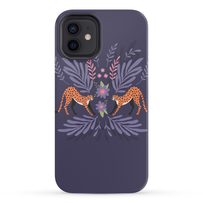 iPhone 12 mini StrongFit Cheetahs pair purple by Jelena Obradovic