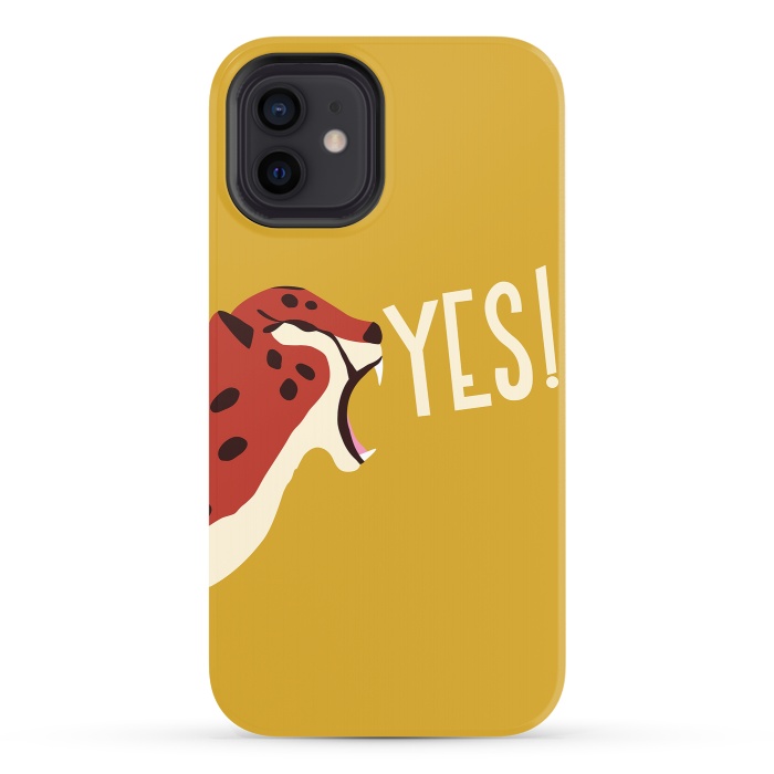 iPhone 12 StrongFit Cheetah roaring YES, mustard by Jelena Obradovic