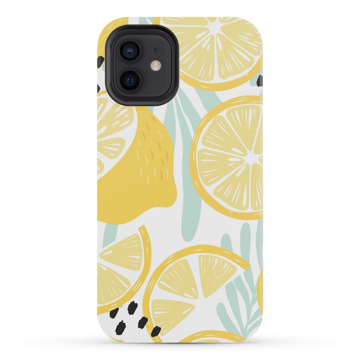 iPhone 12 mini StrongFit Lemon pattern 02 by Jelena Obradovic