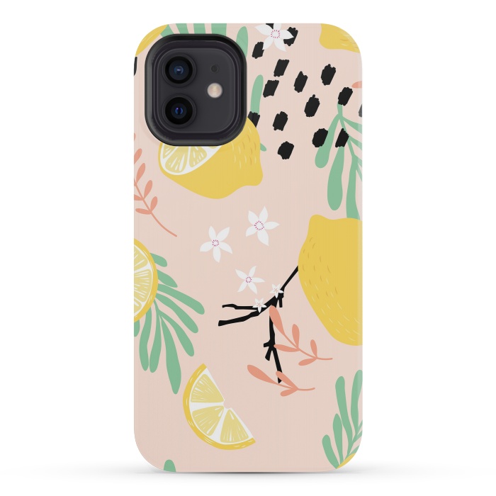iPhone 12 mini StrongFit Lemon pattern 03 by Jelena Obradovic