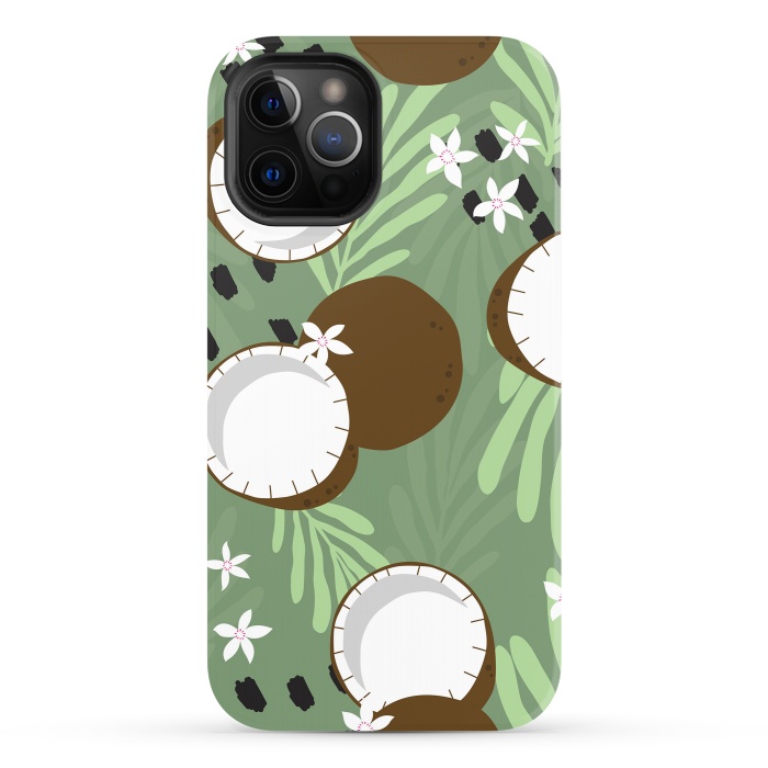 iPhone 12 Pro StrongFit Coconut pattern 01 by Jelena Obradovic