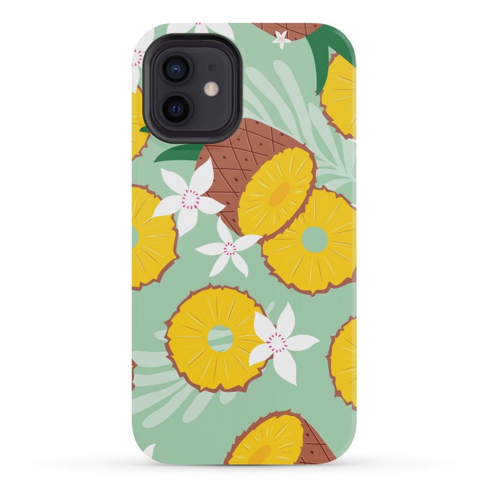 iPhone 12 mini StrongFit Pineapple pattern 02 by Jelena Obradovic