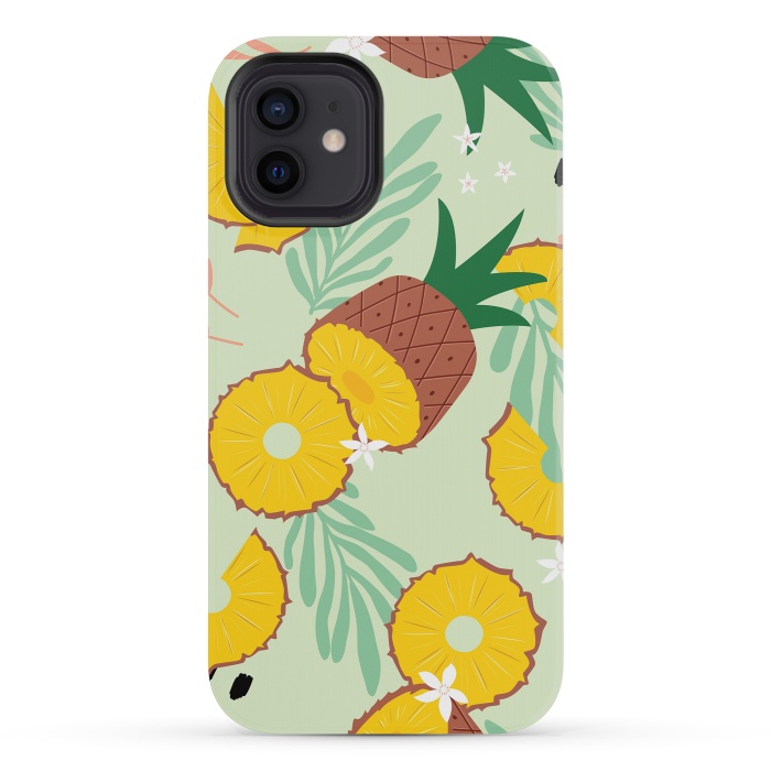 iPhone 12 mini StrongFit Pineapple pattern 03 by Jelena Obradovic