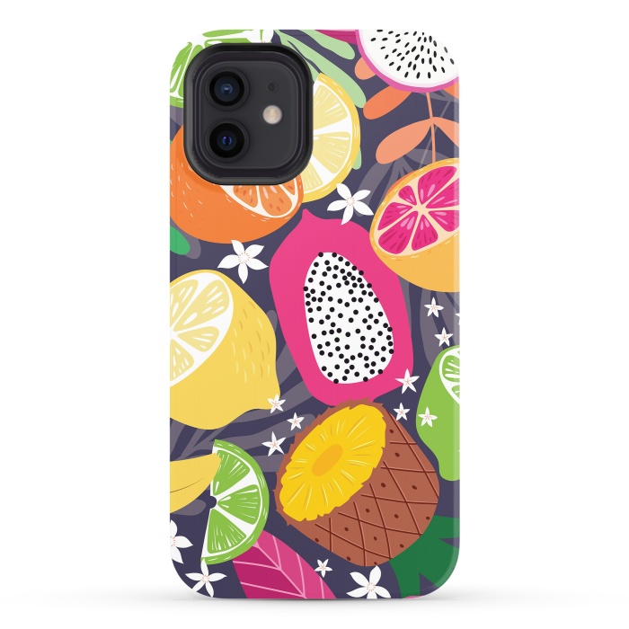 iPhone 12 StrongFit Tropical fruit pattern 01 by Jelena Obradovic