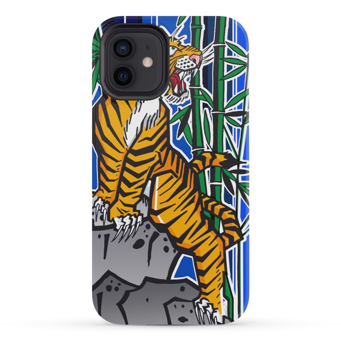iPhone 12 mini StrongFit Japanese Tiger by Milo "Mr Lucky" Marcer
