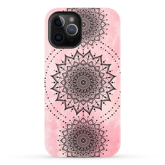 iPhone 12 Pro StrongFit Pink black mandalas by Jms