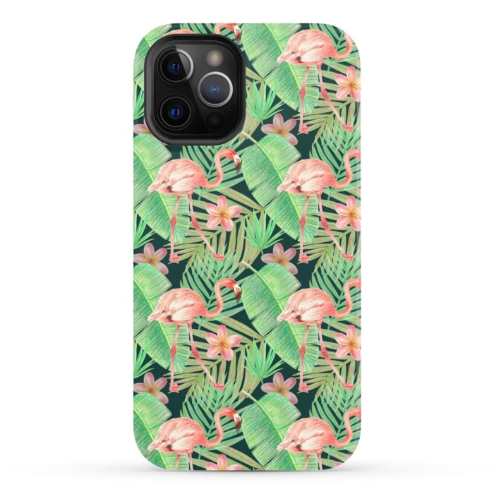 iPhone 12 Pro StrongFit pink flamingo in a jungle by Alena Ganzhela