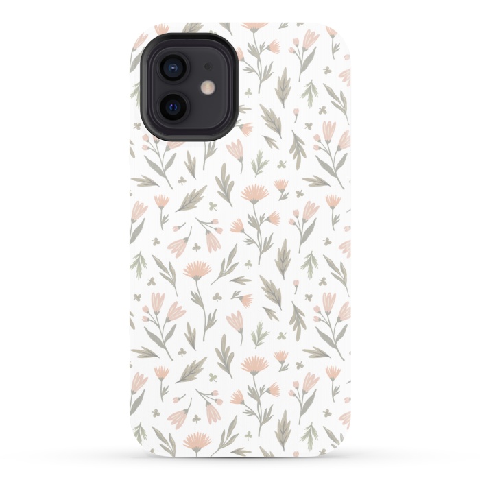 iPhone 12 StrongFit delicate flowers on a white by Alena Ganzhela