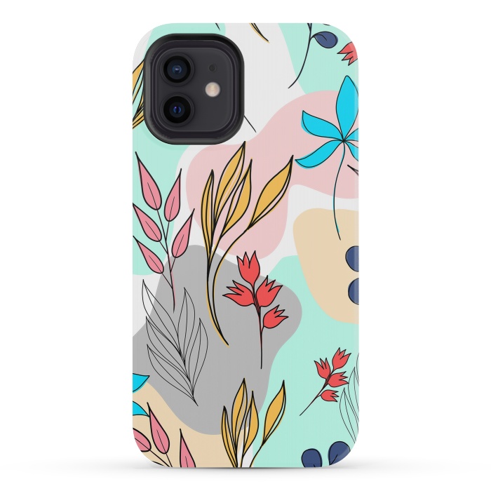 iPhone 12 mini StrongFit Trendy colorful leaves hand drawn cute illustration by InovArts