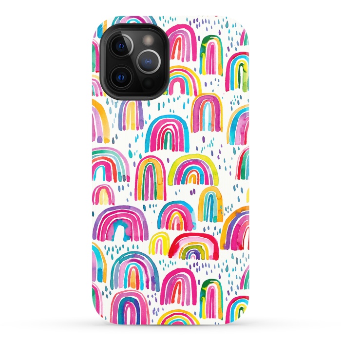 iPhone 12 Pro StrongFit Cute Watercolor Rainbows by Ninola Design