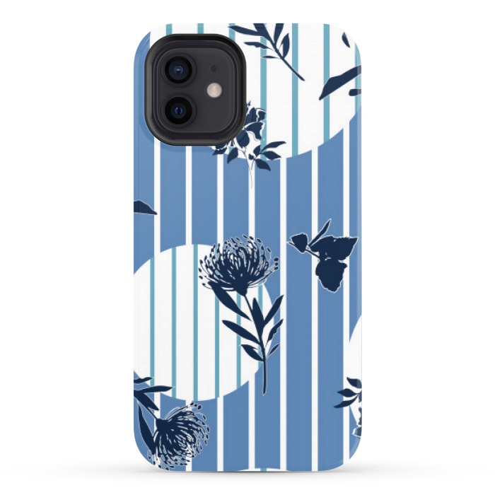 iPhone 12 StrongFit STRIPES TROPICAL BLUE PATTERN by MALLIKA