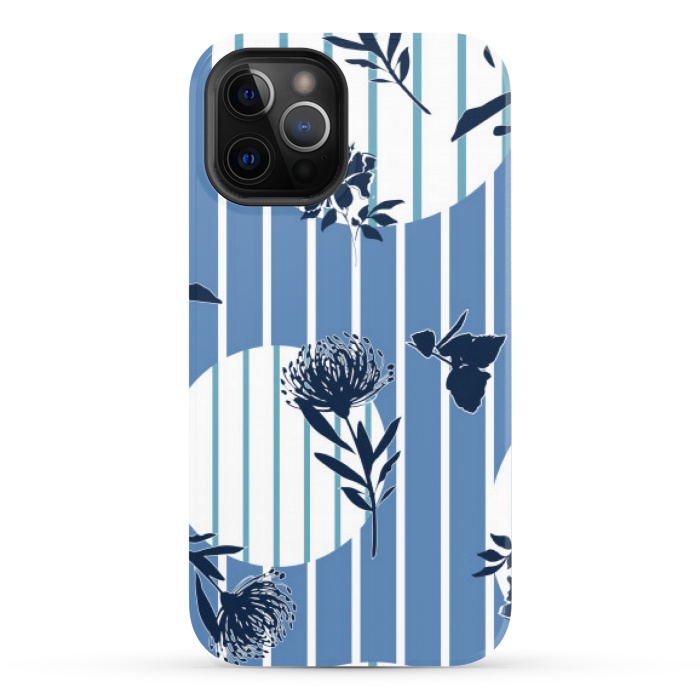 iPhone 12 Pro StrongFit STRIPES TROPICAL BLUE PATTERN by MALLIKA
