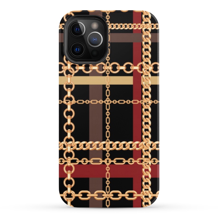 iPhone 12 Pro StrongFit Golden chains red black by MALLIKA