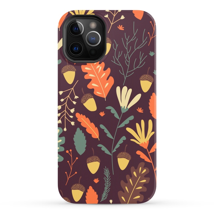 iPhone 12 Pro StrongFit Autumn Pattern With Red and Orange Leaves by ArtsCase