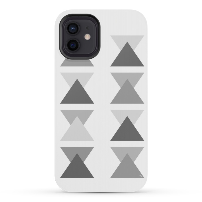 iPhone 12 mini StrongFit Gray Triangles by Martina