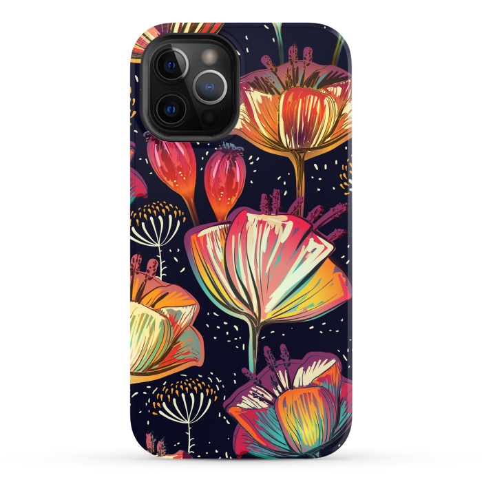 iPhone 12 Pro StrongFit Colorful Seamless Vector Pattern with Flowers and Plants by ArtsCase
