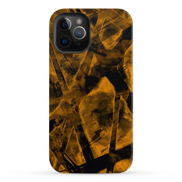 iPhone 12 Pro Max StrongFit Burnt Gold abstract flames halloween design by Josie