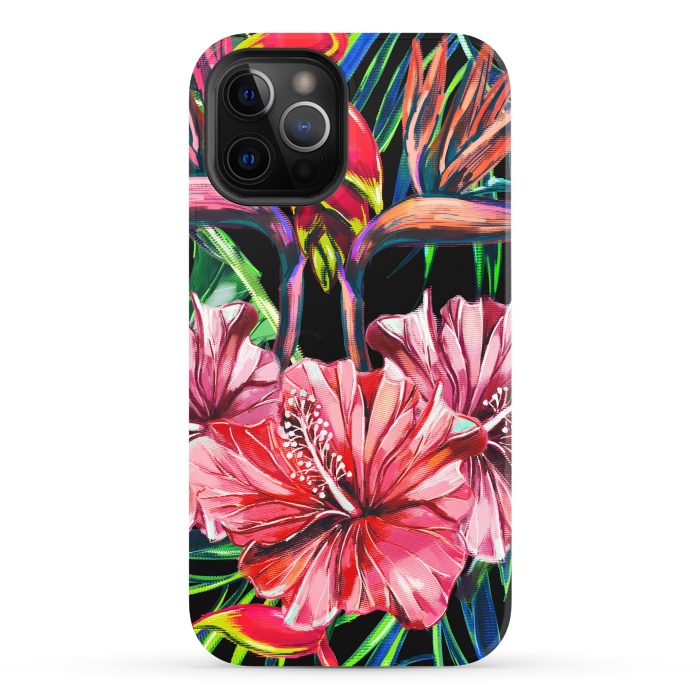 iPhone 12 Pro Max StrongFit Beautiful Trendy Seamless Floral Jungle Pattern by ArtsCase