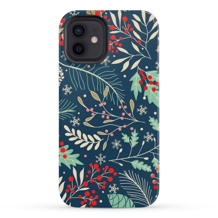 iPhone 12 mini StrongFit Christmas Floral Design III by ArtsCase