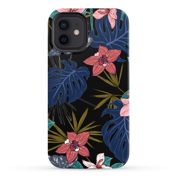 iPhone 12 StrongFit Tropical Plants, Flowers and Leaves Seamless Pattern 12 by ArtsCase