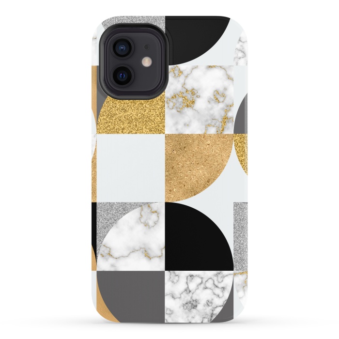 iPhone 12 StrongFit Marble Geometric Pattern Semicircles by ArtsCase