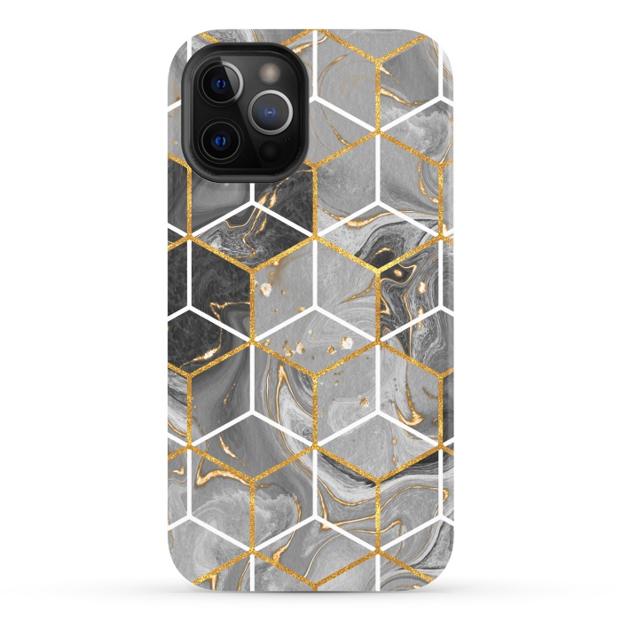 iPhone 12 Pro Max StrongFit Marble Hexagon by ArtsCase