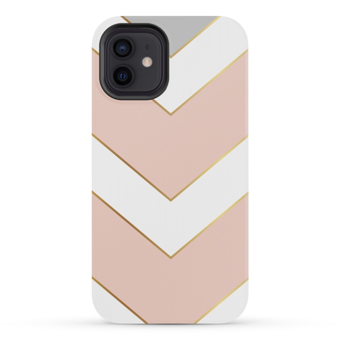 iPhone 12 mini StrongFit Marble with Geometric Design Golden I by ArtsCase