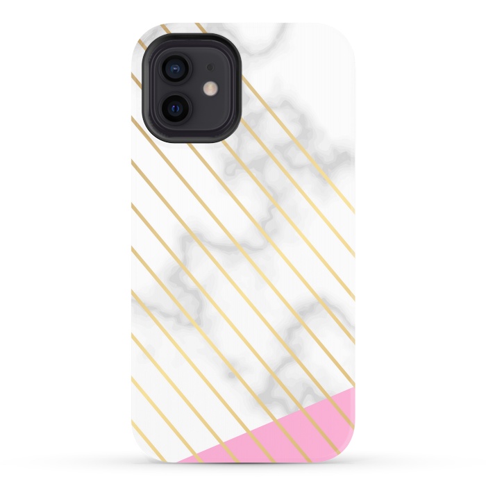 iPhone 12 StrongFit Modern Marble Design Pink and Gray by ArtsCase