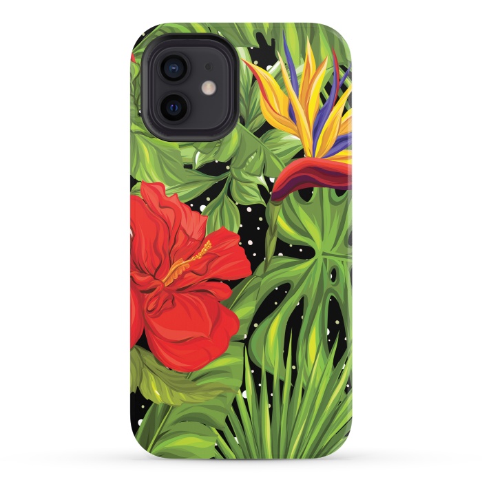 iPhone 12 StrongFit Seamless Pattern Background with Tropical Plants Monstera by ArtsCase