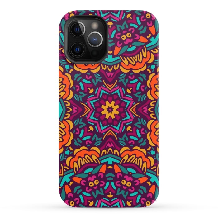 iPhone 12 Pro StrongFit Tiled Floral Doodle Design by ArtsCase