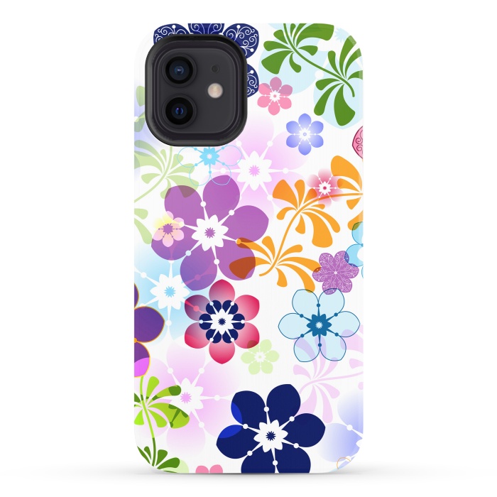 iPhone 12 StrongFit Spring Colorful Seamless Floral Pattern with Transparent Flowers I by ArtsCase