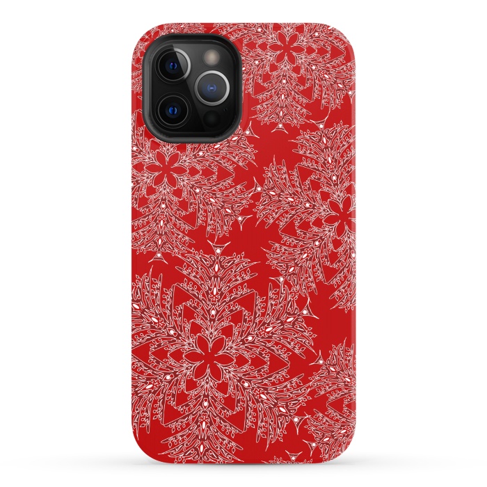 iPhone 12 Pro StrongFit Holiday Mandalas (Red/White) by Lotti Brown