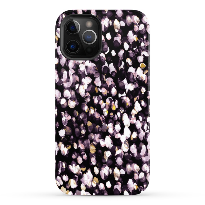 iPhone 12 Pro Max StrongFit Black pink watercolor spots by Oana 