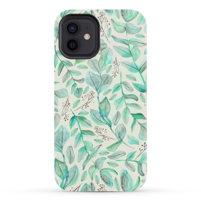 iPhone 12 mini StrongFit Eucalyptus Garden on Cream by Tangerine-Tane