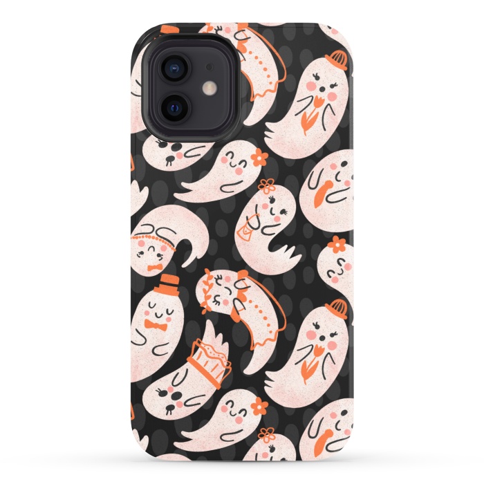 iPhone 12 StrongFit Cute Ghost Friends by Noonday Design