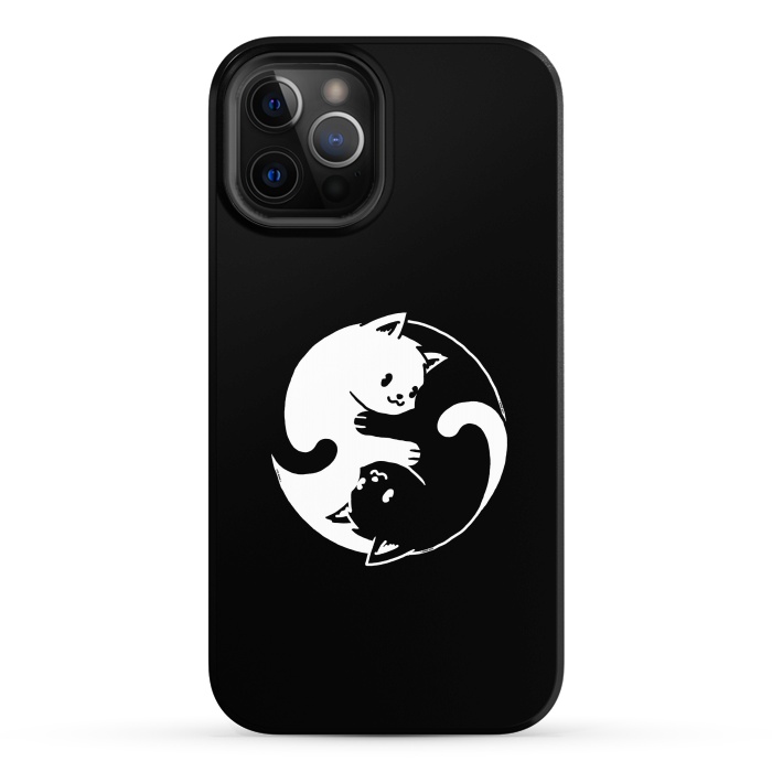 iPhone 12 Pro Max StrongFit Yin Yang Cat Black & White by Vó Maria