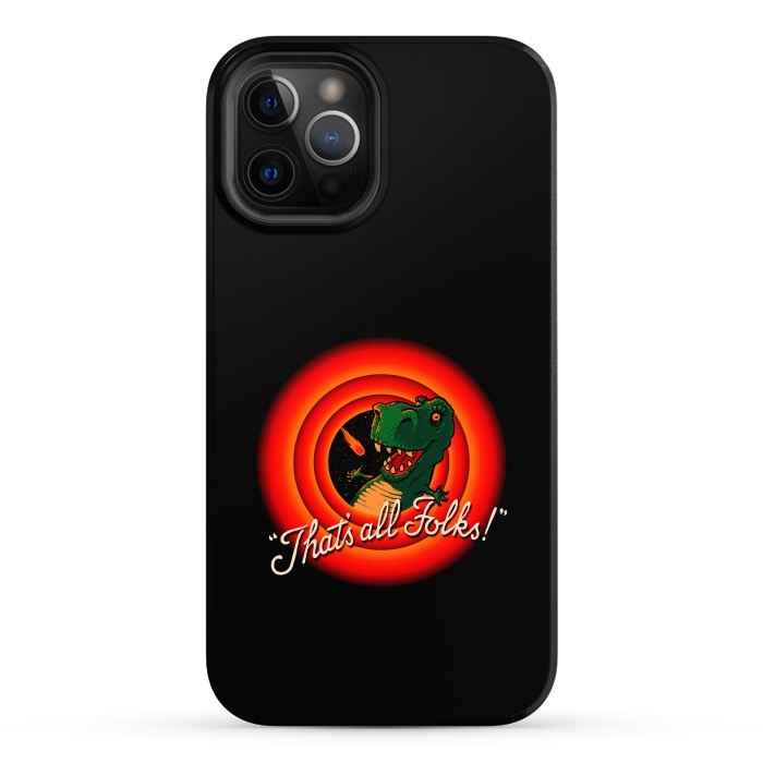 iPhone 12 Pro Max StrongFit That's All Folks - T-Rex Dinosaur Extinction by Vó Maria