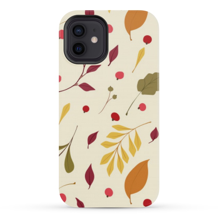 iPhone 12 mini StrongFit subtle autumn leaves pattern by MALLIKA