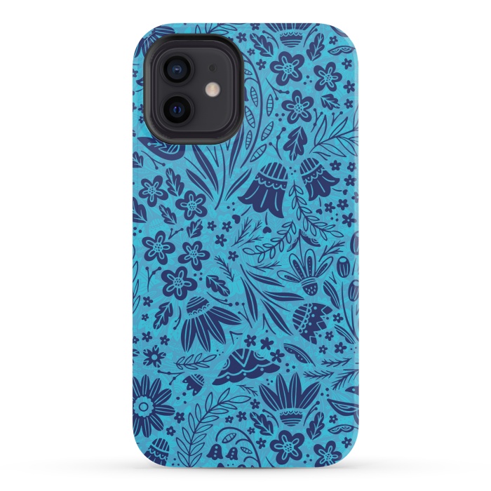 iPhone 12 StrongFit Dainty Blue Floral by Noonday Design