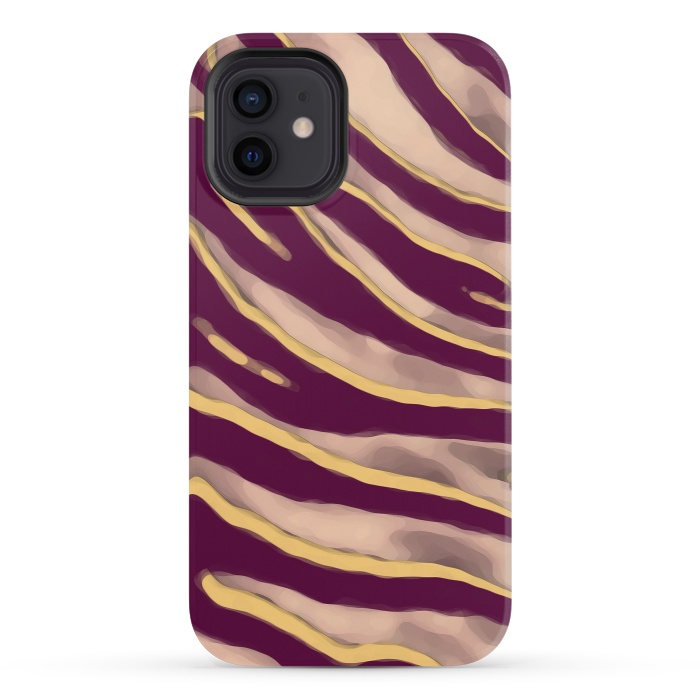 iPhone 12 mini StrongFit Minimal tiger print stripes brown neutral by Oana 