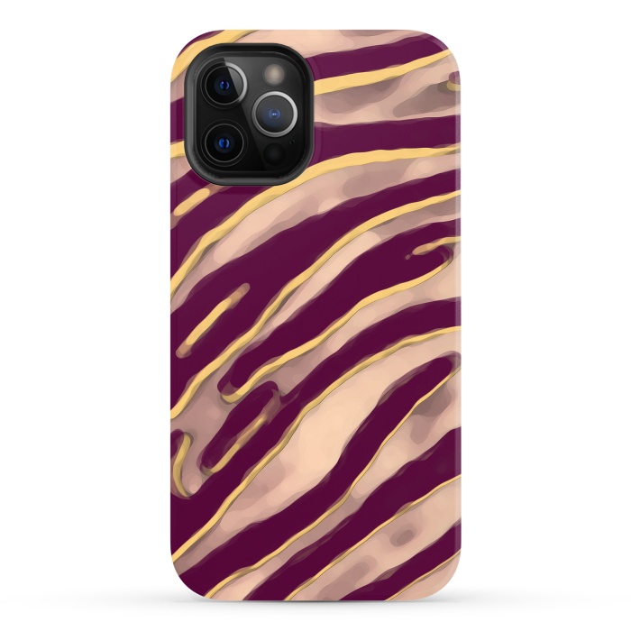 iPhone 12 Pro Max StrongFit Minimal tiger print stripes brown neutral by Oana 