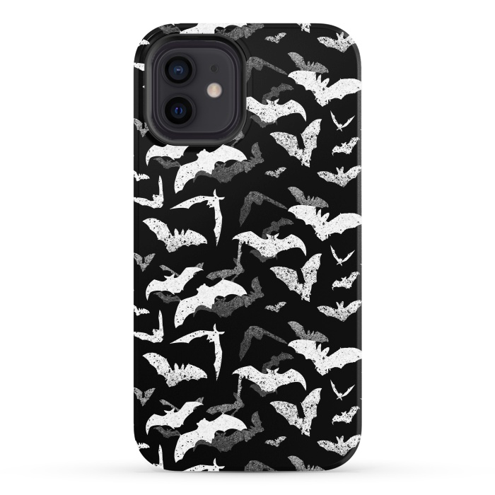 iPhone 12 StrongFit Splattered flying bats Halloween pattern by Oana 