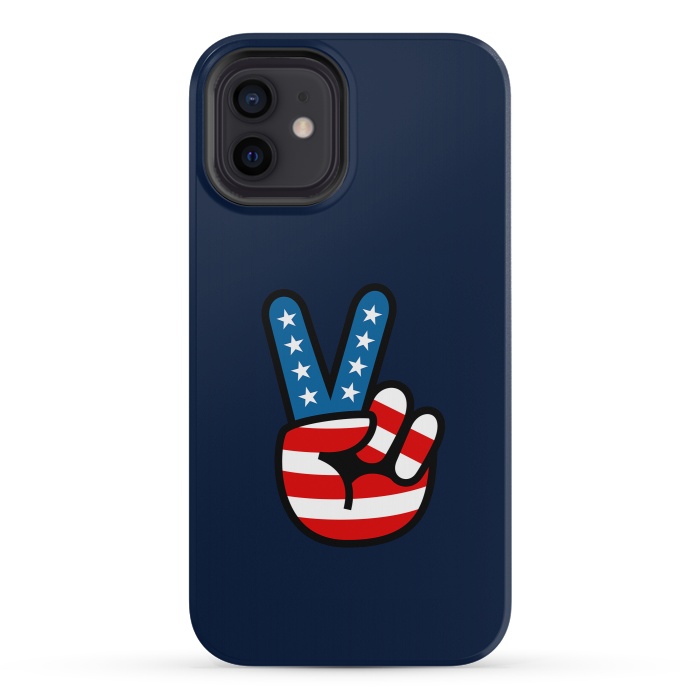 iPhone 12 mini StrongFit Peace Love Hand USA Flag Vintage Solid 3 by Vó Maria