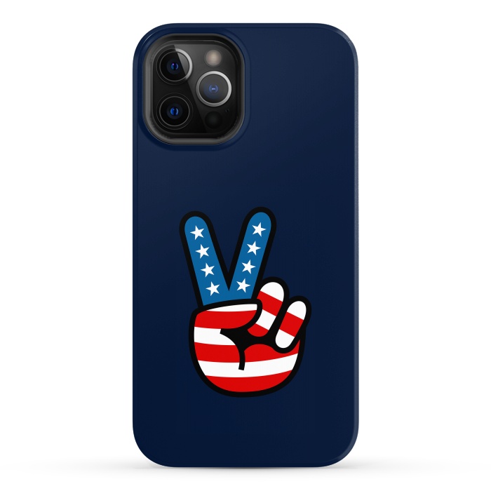 iPhone 12 Pro Max StrongFit Peace Love Hand USA Flag Vintage Solid 3 by Vó Maria
