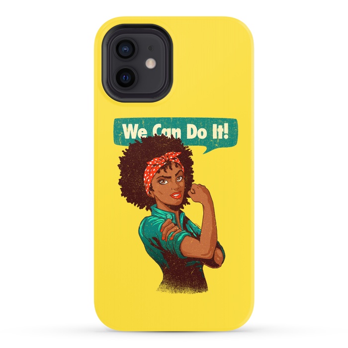 iPhone 12 StrongFit We Can Do It! Black Girl Black Queen Shirt V2 by Vó Maria